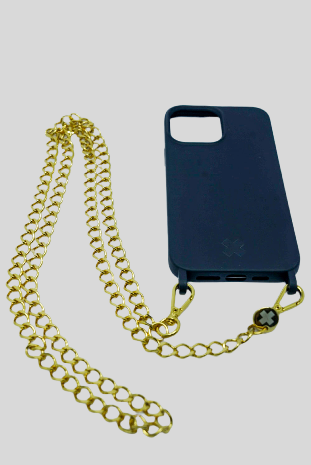Alça para celular Dubai em corrente dourada + Capa Preta acoplável