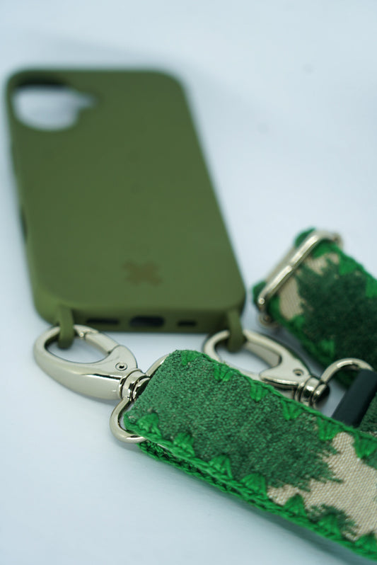 Alça Leblon Crochê Verde + Capa Verde Militar