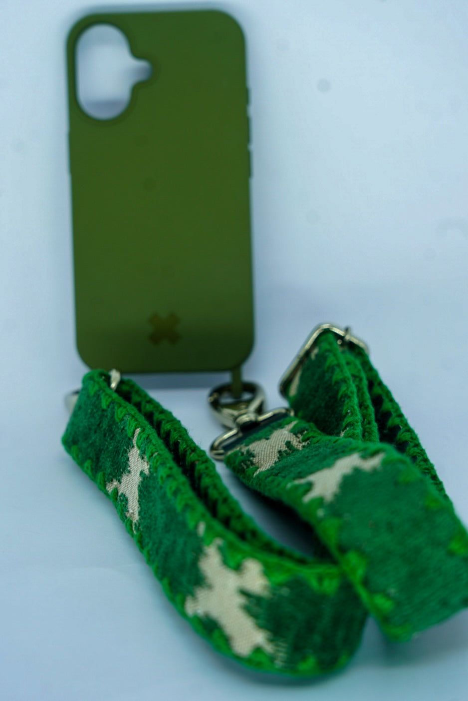 Alça Leblon Crochê Verde + Capa Verde Militar