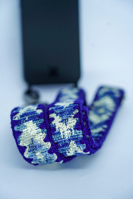Alça Leblon Crochê Azul + Capa Preta
